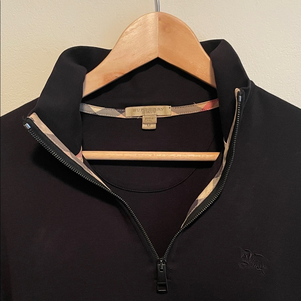 Burberry Men's Black Quarter Zip-Up Sweater